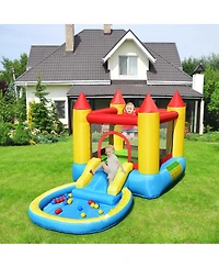 Inflatable Kids Slide Bounce House with 580W Blower and Ball Pit