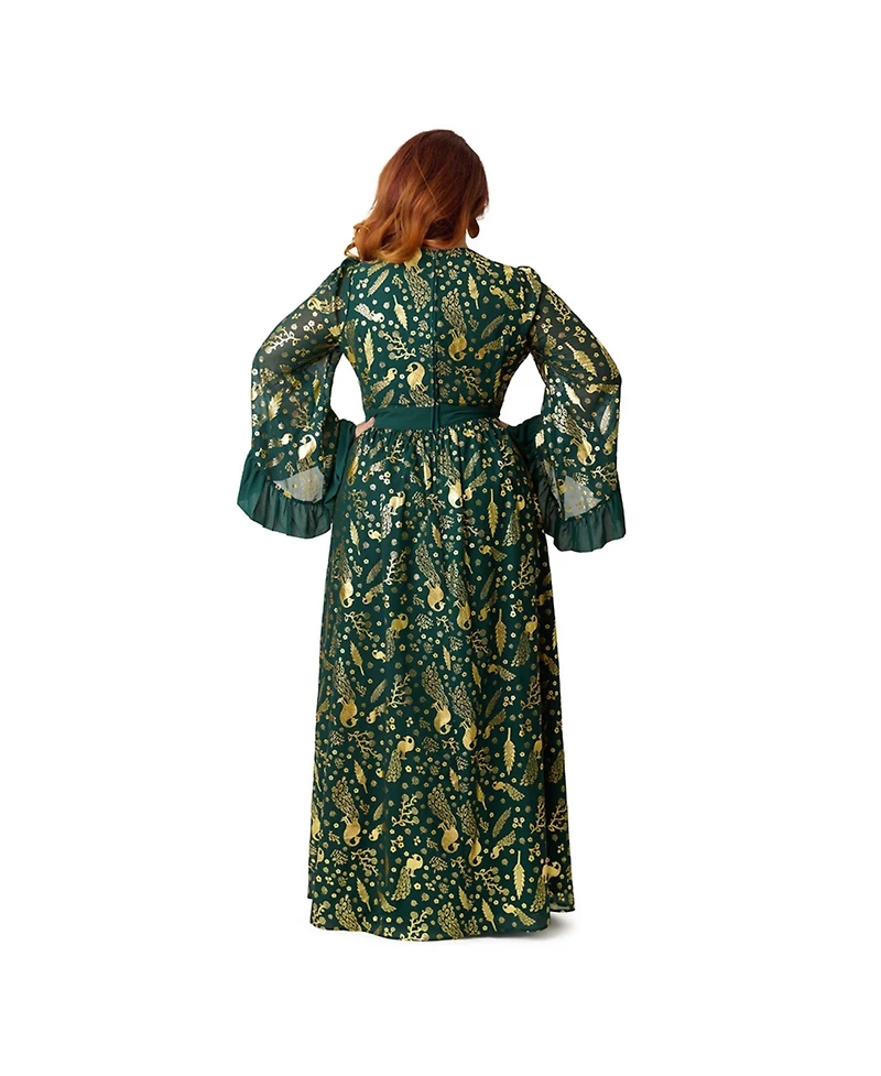 Unique Vintage Plus Long Sleeve Empire Waist Maxi Dress