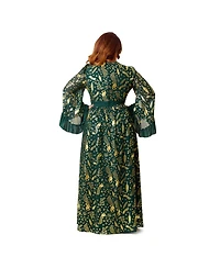 Unique Vintage Plus Long Sleeve Empire Waist Maxi Dress