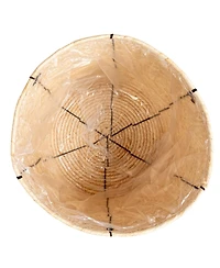 Household Essentials Round Handwoven Corn Rope Baskets with Thin Stripes and Plastic Liner, Natural, Set of 3