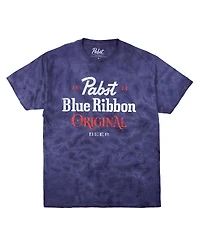 Pabst Blue Ribbon Men's Original Blue Crystal Wash Crew Neck Short Sleeve T-shirt-Medium