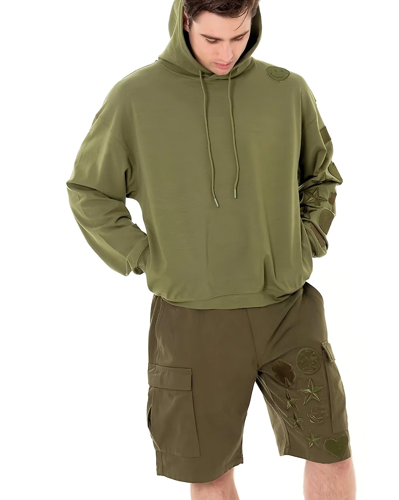 Dai Moda Men's Menswear Patches Hoodie