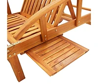 vidaXL Sun Lounger Blue cushions, Natural wood