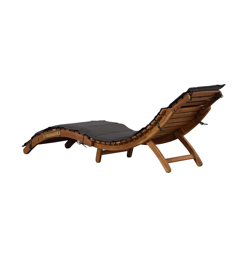 Sun Lounger Set of 2 Dark grey Solid acacia wood Standard
