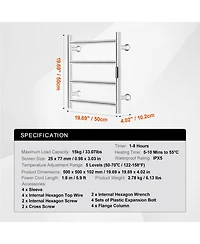 Ecooso 4 Bars Towel Warmer Rack, Wall Mounted Heated Towel Rack for Bathroom