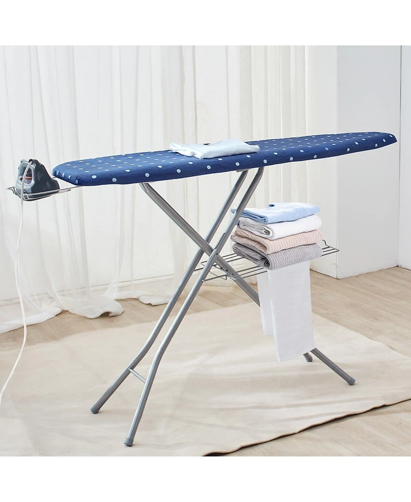 Ecooso Ironing Board with Storage Tray, 55"x15" Surface, 4-Layer Heat-Resistant Cover, 10 Height Adjustments for Home Use