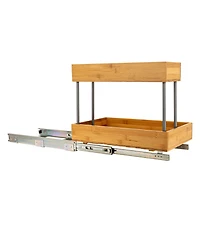 Household Essentials Glidez Pull-Out Storage Organizer, 2 -Tier Design, Natural and Chrome