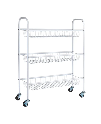 Household Essentials 3-Tier Slim Storage Cart, White