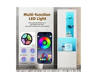 Storage Cabinet with Led Lights Tall Pantry Cabinet with Acrylic Door and Tempered Glass Shelves