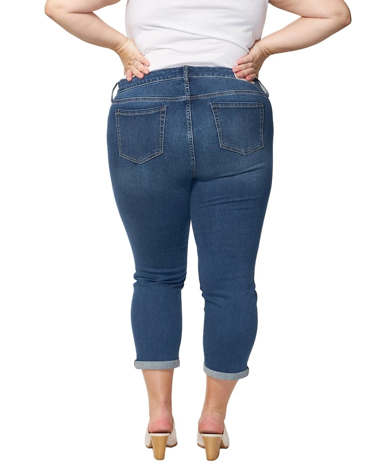 Slink Jeans Women's Denim mid rise boyfriend rolled 28 inseam - Royal