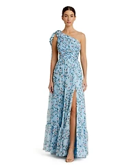Mac Duggal Women's One-Shoulder Floral Chiffon A-Line Gown