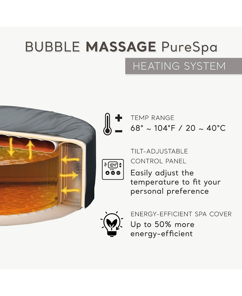 Intex PureSpa 4 Person Bubble Massage Inflatable Hot Tub Spa Set, Sahara Tan