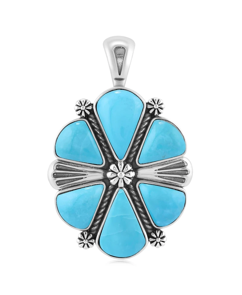 American West Jewelry Sterling Silver Kingman Turquoise 6-Stone Triangular Concha Pendant Enhancer