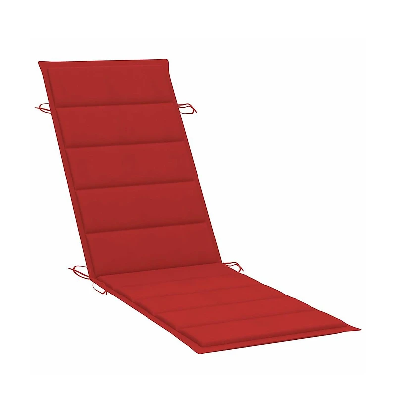 vidaXL Patio Sun Lounger Natural wood color, Red cushion