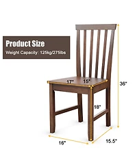 Costway Dining Chair Kitchen Spindle Back Side Chair with Solid Wooden Leg