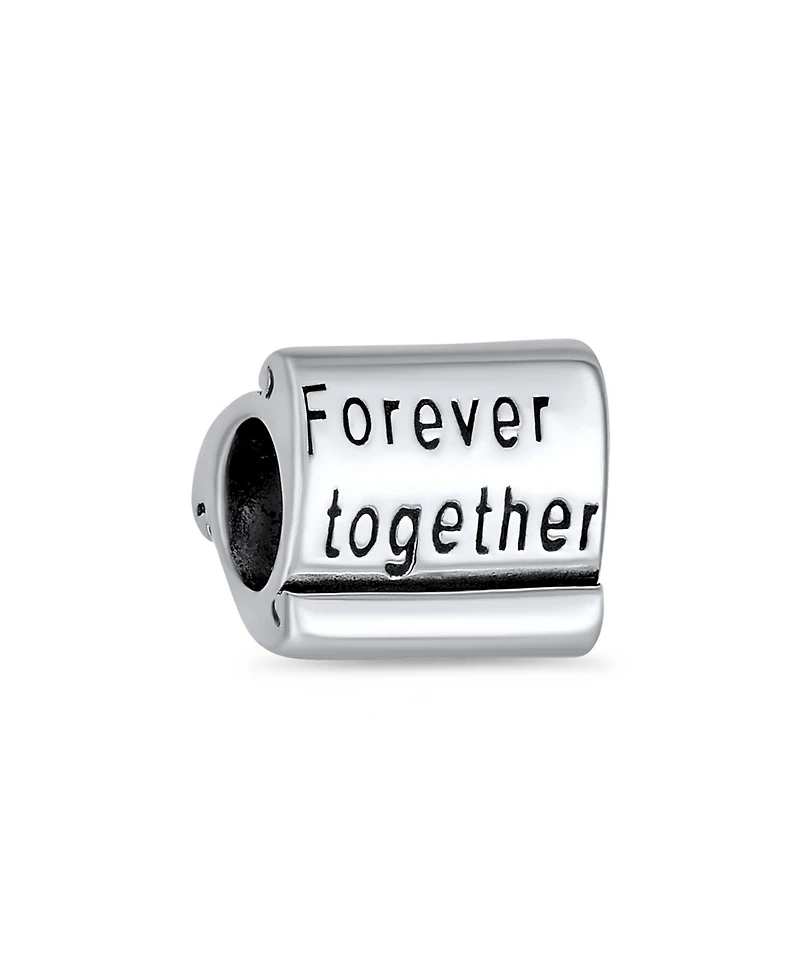 Bling Jewelry Set of 2 Words Mantra Forever Together & Heart Lock Charm Bead Sterling Silver