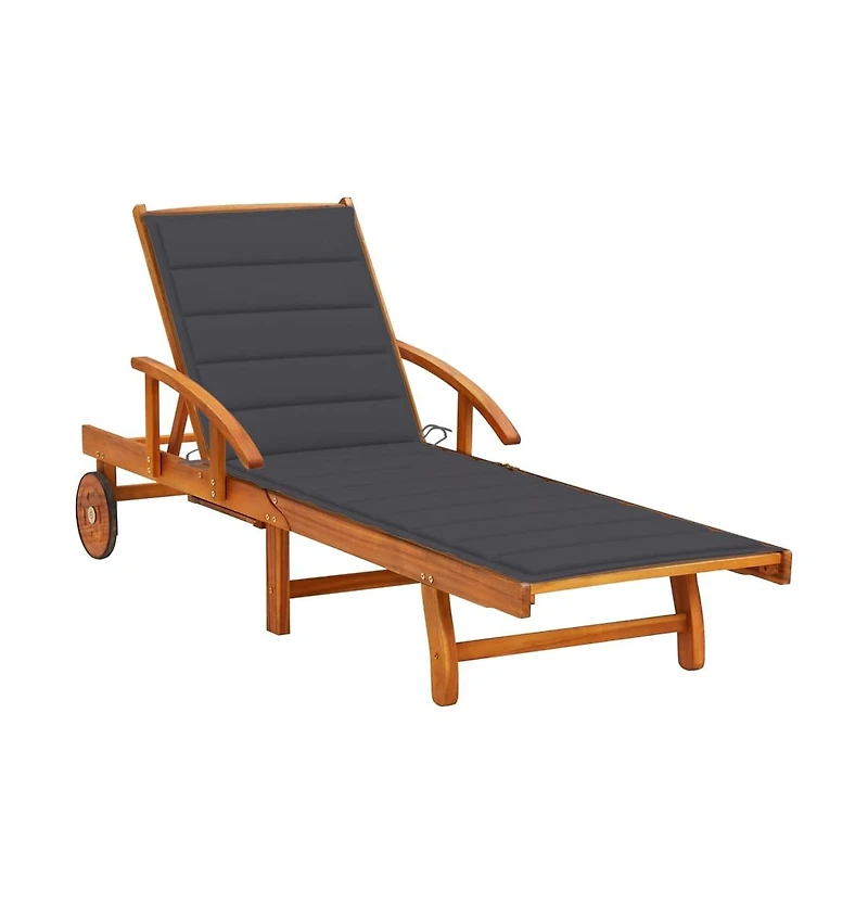 vidaXL Sunlounger Anthracite, Wood Brown Solid Acacia wood, Polyester fabric