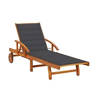 vidaXL Sunlounger Anthracite, Wood Brown Solid Acacia wood, Polyester fabric