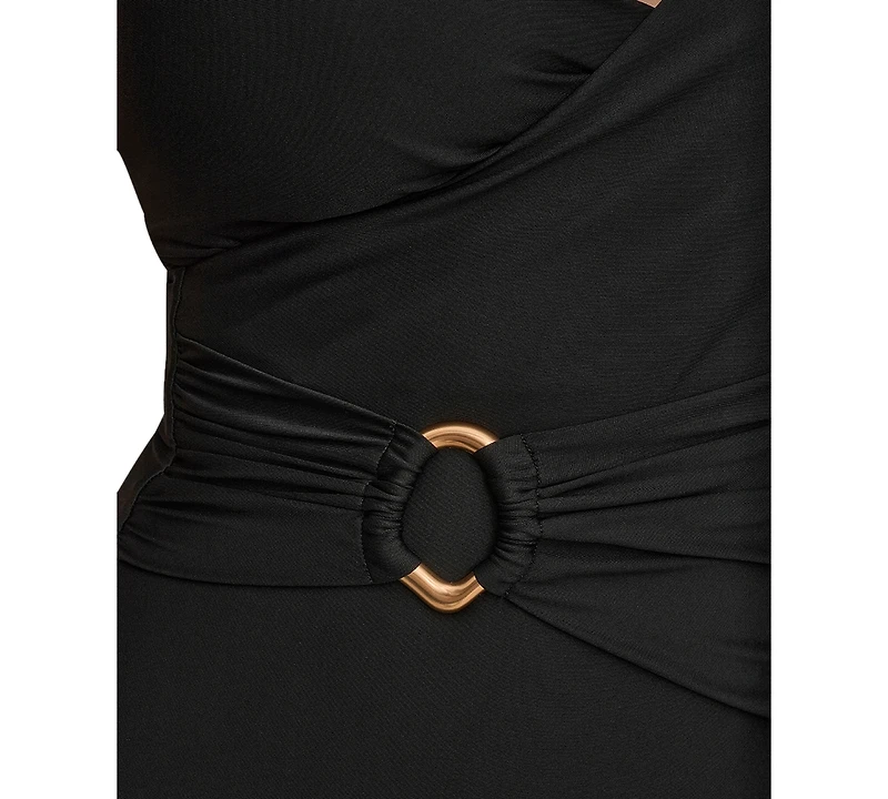Donna Karan Women's Belted Wrap Front Swimsuit
