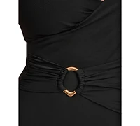 Donna Karan Women's Belted Wrap Front Swimsuit