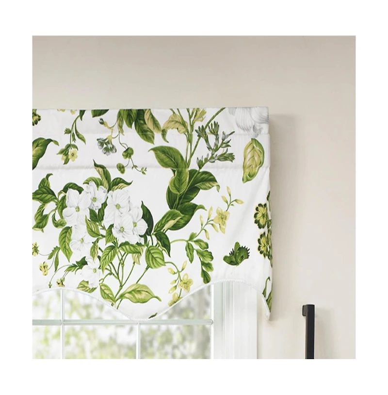 Ellis Curtain Whitfield Lined Scallop 3" Rod Pocket Valances for Windows 50" x 15" Clover