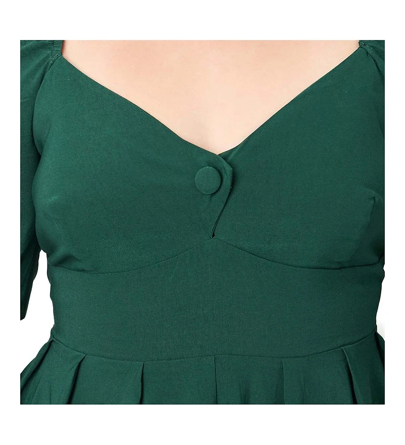 Unique Vintage Plus Woven Sweetheart Neckline Lamar Swing Dress