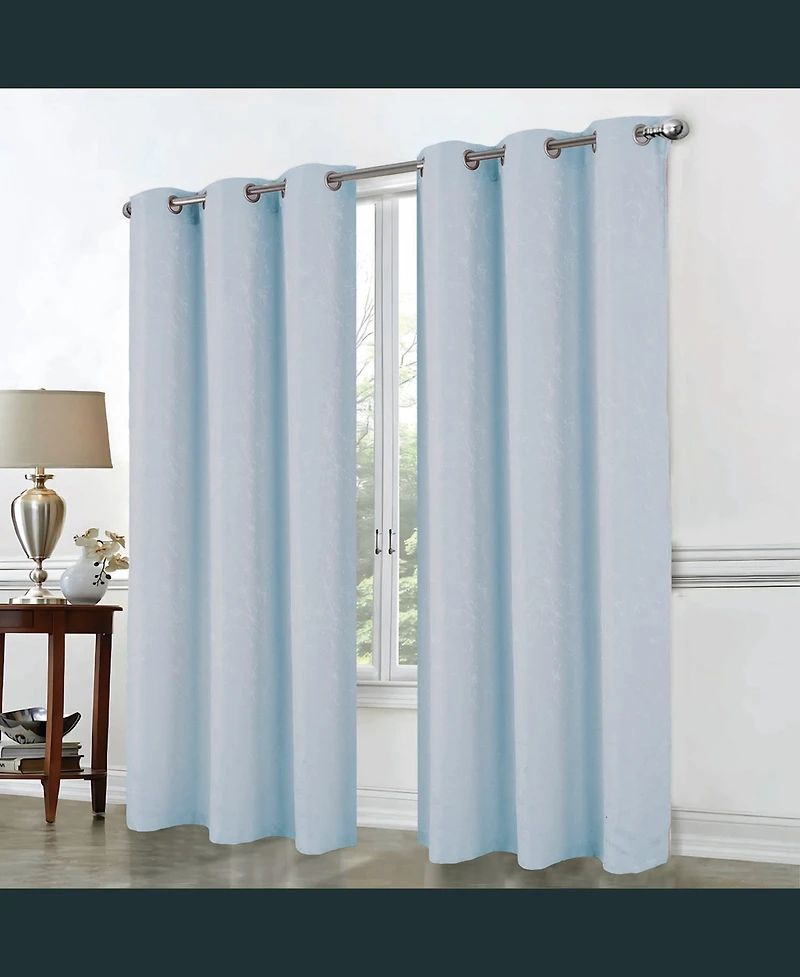 Rt Designer Collection Cosmo Shimmer Jacquard 2 Pack Grommet Curtain Panel Pair 36" x 84" Silver