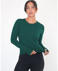 Rebody Active Women's Raya Mid Length Compression Nylon Long Sleeve Top