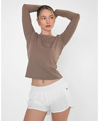 Rebody Active Women's Raya Mid Length Compression Nylon Long Sleeve Top