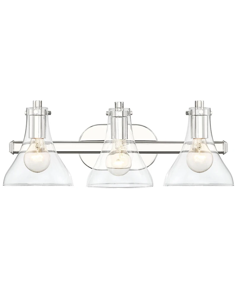 Possini Euro Design Sorren Industrial Modern Wall Light Polished Chrome Silver Hardwired 20.5" 3-Light Fixture Curving Clear Glass Shade for Bedroom B