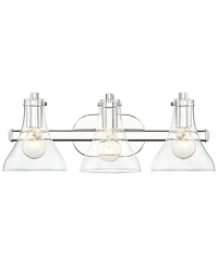 Possini Euro Design Sorren Industrial Modern Wall Light Polished Chrome Silver Hardwired 20.5" 3-Light Fixture Curving Clear Glass Shade for Bedroom B