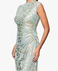 Betsy & Adam Women's Mock Neck Gown Dress