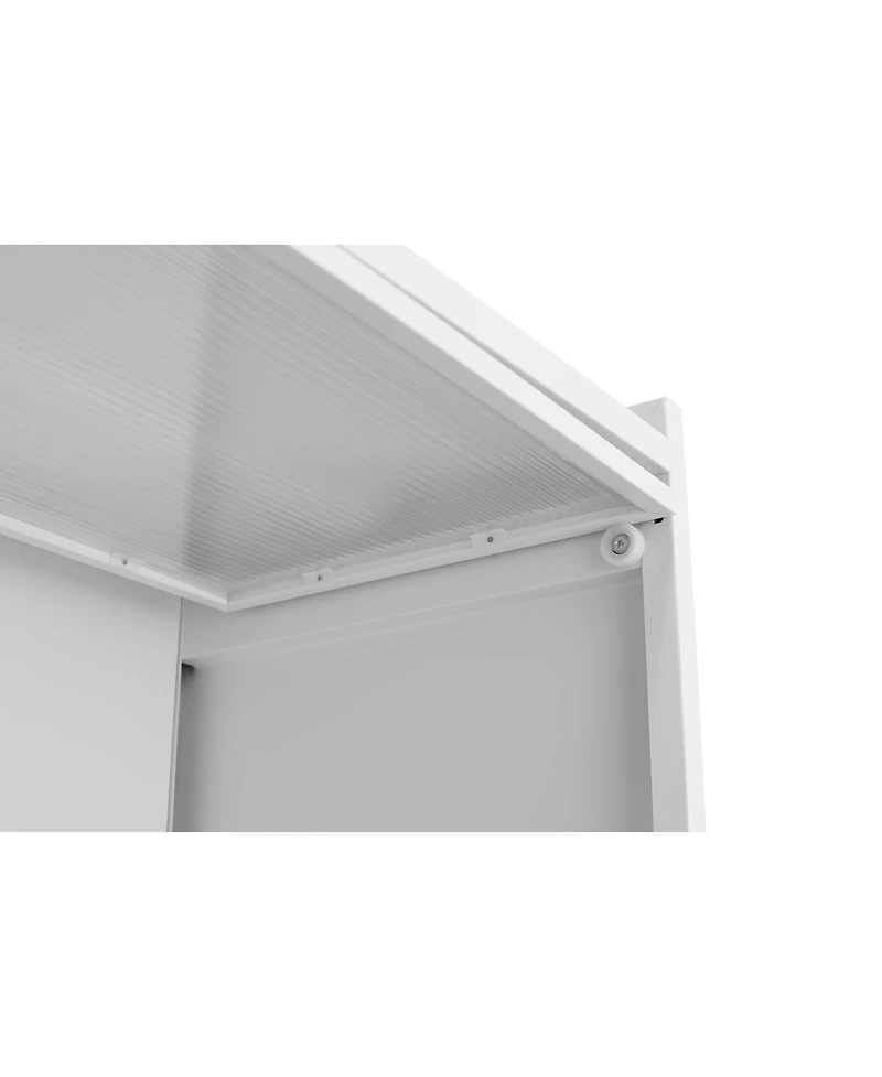 Zachvo Modern Fluted Glass 2-Door Metal Pantry Cabinet with 3 Flip Doors, 4-Level Storage & Gold Accents