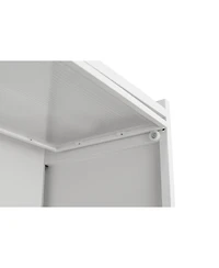 Zachvo Modern Fluted Glass 2-Door Metal Pantry Cabinet with 3 Flip Doors, 4-Level Storage & Gold Accents