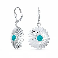 Bling Jewelry Set of 2 Southwestern Turquoise Concho Flower & Infinity Teardrop Dangle Earrings Sterling Silver
