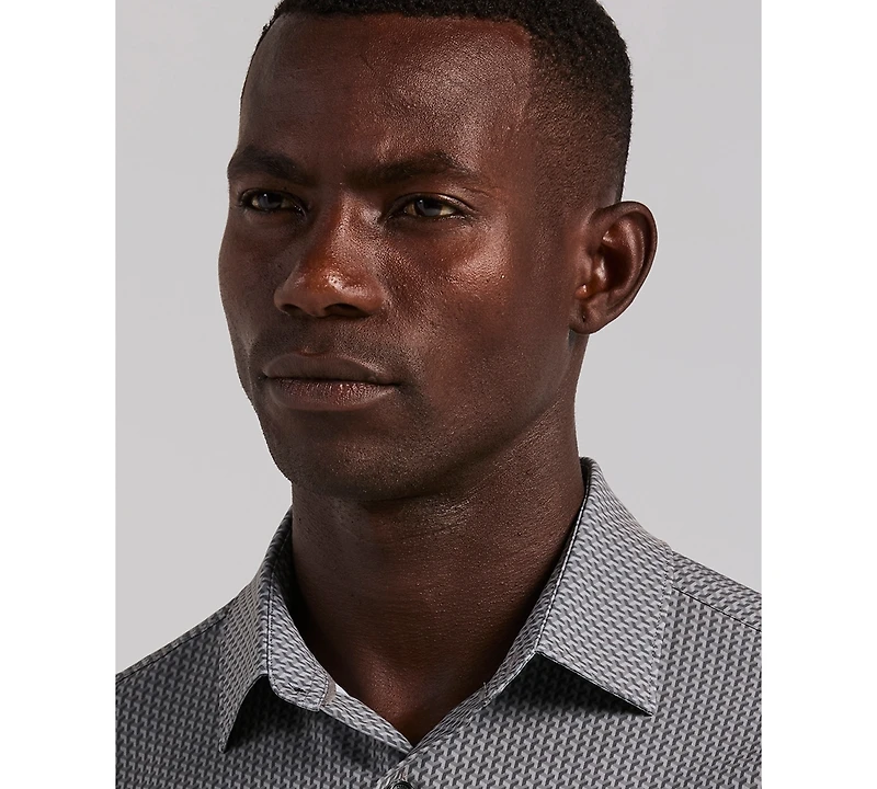 Perry Ellis Men's Long-Sleeve Slim-Fit Micro Geometric Print Shirt