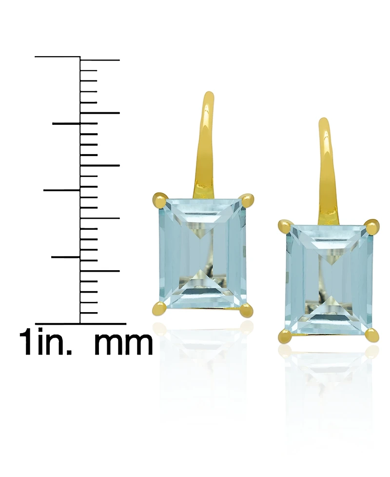 Macy's Genuine Blue Topaz Emerald-Cut Drop Earrings (6-3/8 ct. t.w.) in 14k Gold Over Sterling Silver