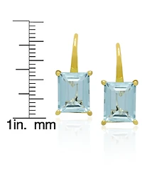 Macy's Genuine Blue Topaz Emerald-Cut Drop Earrings (6-3/8 ct. t.w.) in 14k Gold Over Sterling Silver