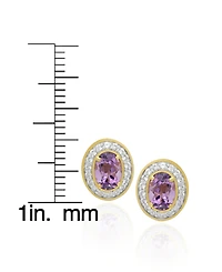 Macy's Genuine Blue Topaz & White Oval Stud Earrings (2-1/2 ct. t.w.) 14k Gold Over Sterling Silver (Also Amethyst Topaz)