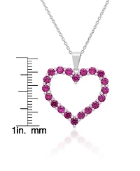 Macy's Lab-Grown Ruby Open Heart Pendant Necklace (3 ct. t.w.) in Sterling Silver