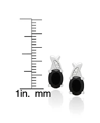 Macy's 2-Pc. Black Onyx & Lab-Grown White Sapphire Necklace & Earrings Set (4.58 ct. t.w.) in Sterling Silver