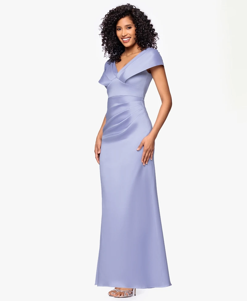 Betsy & Adam Petite V-Neck Long Sheath Dress
