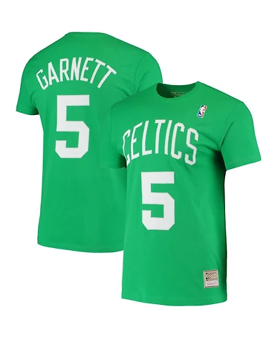 Mitchell & Ness Men's Kevin Garnett Kelly Green Boston Celtics Hardwood Classics Stitch Name Number T-Shirt
