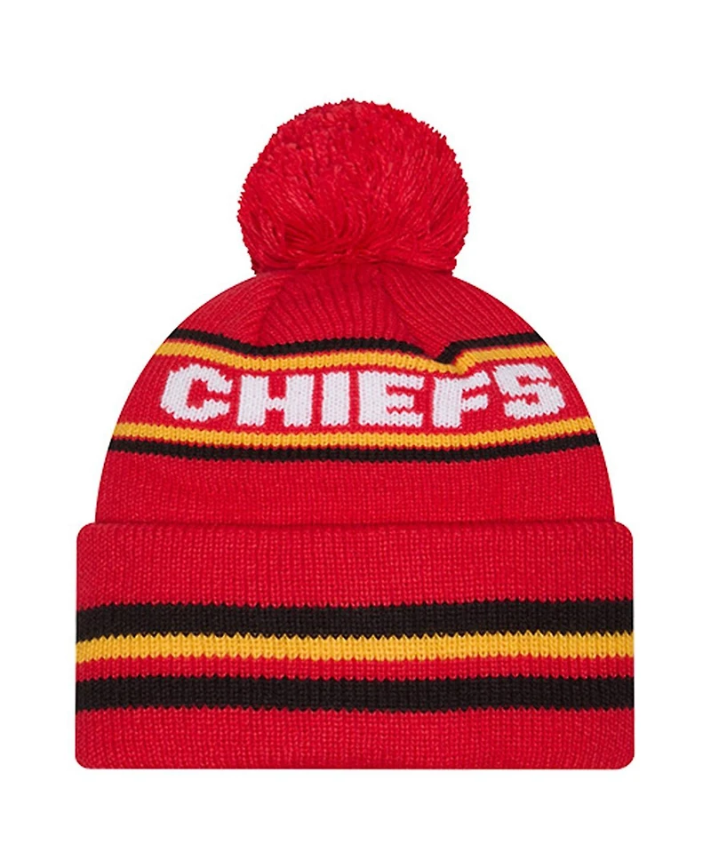 Youth Red Kansas City Chiefs Classic Cuffed Knit Hat with Pom