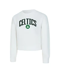 Concepts Sport Women's White Boston Celtics Laney Chenille Cropped Long Sleeve T-Shirt