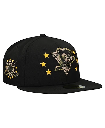 New Era Men's Black Pittsburgh Penguins Military Appreciation Digital Camo Stars 59FIFTY Fitted Hat