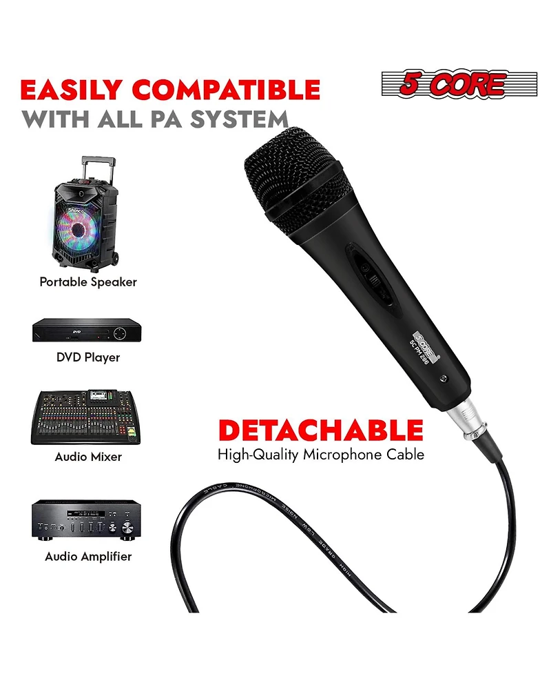 5 Core Xlr Microphone Dynamic Mic Karaoke Singing Studio Mics Handheld Microphone