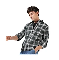 Campus Sutra Men's Green Checkered Regular Fit Casual Shirt