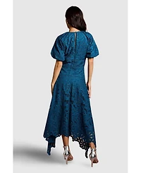 Coast Women's Lace Hanky Hem Puff Sleeve Dress