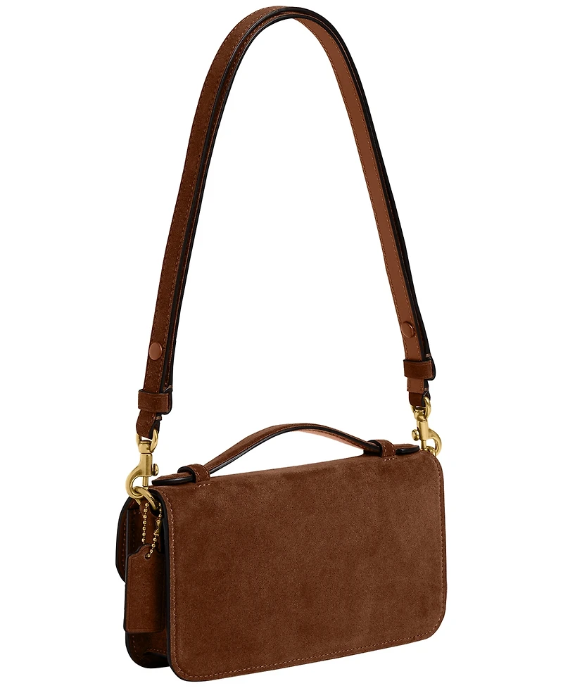 Coach Suede Elora Top Handle Leather Crossbody Bag